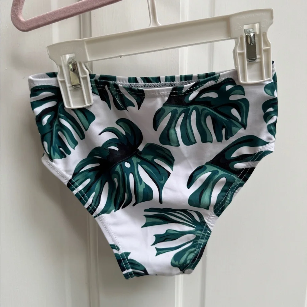 NWOT PatPat 3-4Y 3T Girls Green and White Toddler Swim Bikini Bottoms